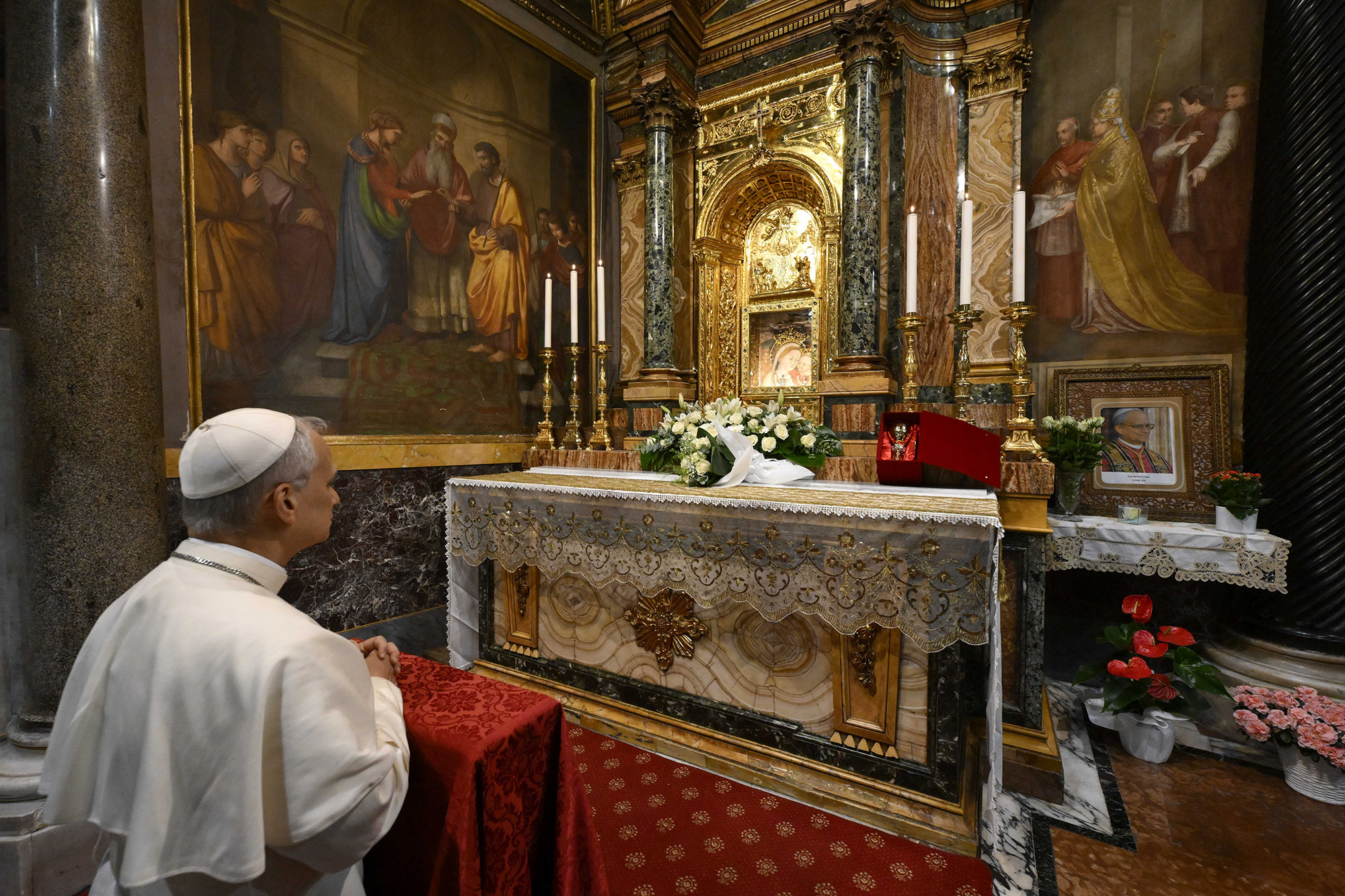 Pope Leo visits Shrine of Our Lady of Good Counsel