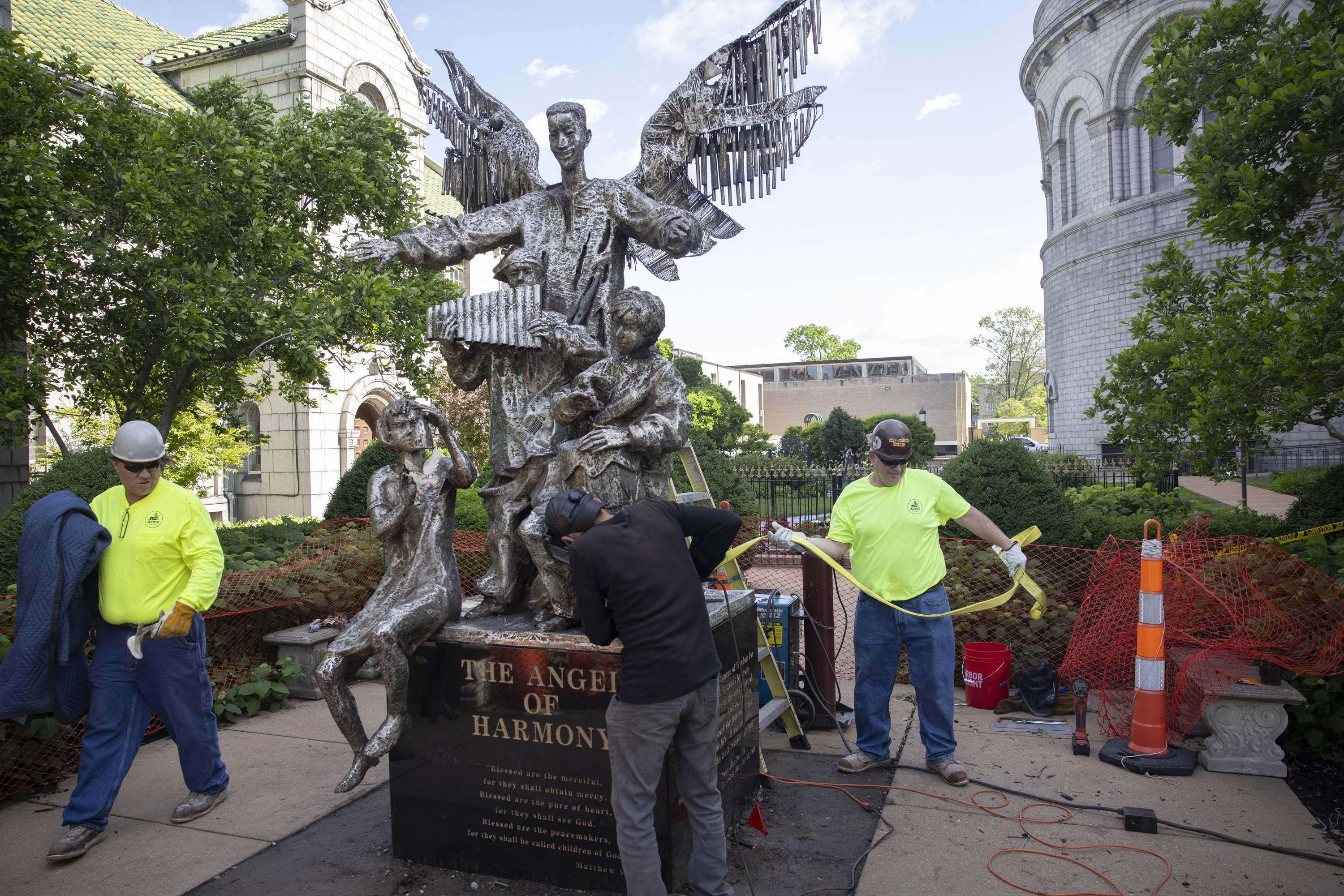 Angel of Harmony sculpture reinstalled at cathedral basilica