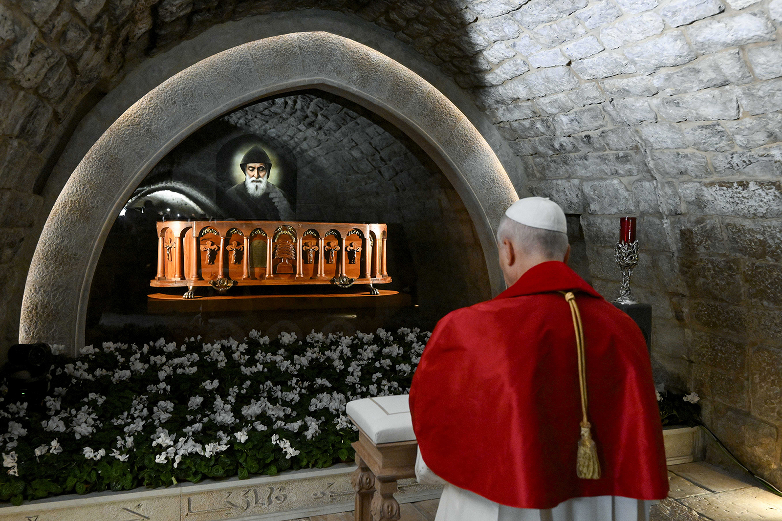 Pope Leo is first pontiff to go to St. Charbel’s tomb