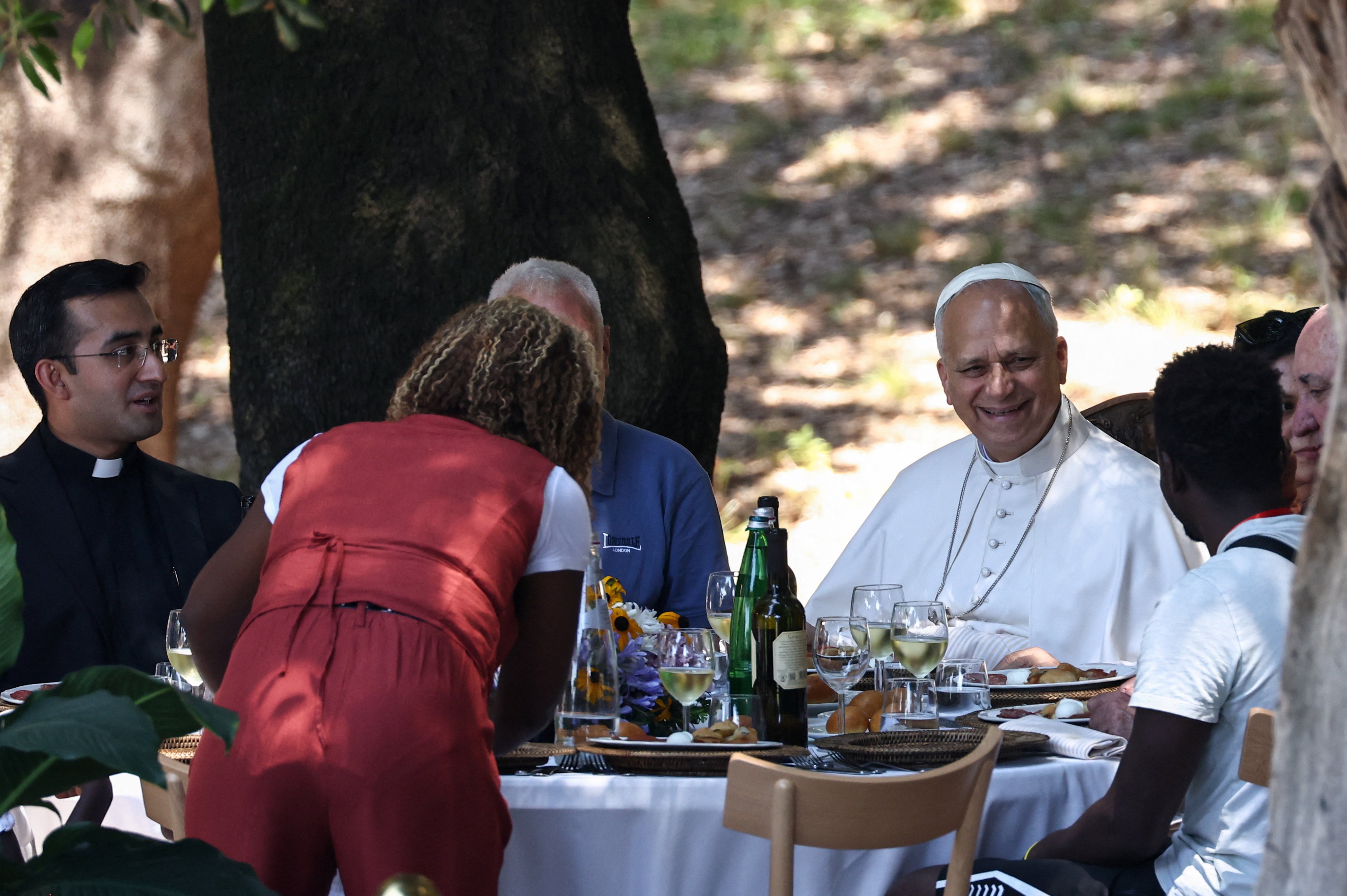 Pope Leo shares meal with vulnerable guests at Castel Gandolfo